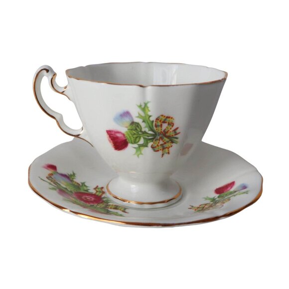 Vintage Teacup and Saucer Thistle Adderley Bone China Tea Cup - Picture 2 of 5